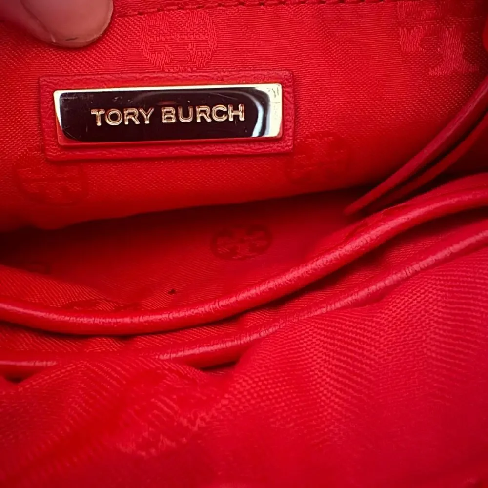 Tory Burch Fleming Red Quilted Leather Chain Crossbody Shoulder Bag